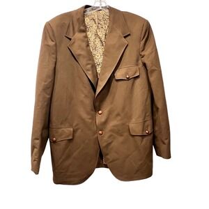 Vintage Montgomery Ward 46L‎ Brown Sport Coat Retro Patterned Lining 1970s